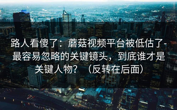 路人看傻了：蘑菇视频平台被低估了-最容易忽略的关键镜头，到底谁才是关键人物？（反转在后面）